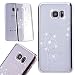 Produktbild Samsung Galaxy S7 Glitzer Hülle , VertTek Transparent Hart Plastik Rückseite für Samsung Galaxy S7 Elegant Löwenzahn Design Case Ultradünnen Bling Kristall Diamant Cover Durchsichtig Silber Rahmen Schutzhülle Baum Blume Flowers Handyhülle