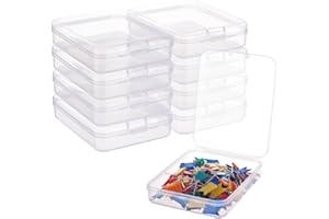 BENECREAT 10 Pack Caja de Plástico Contenedores de Almacenamiento 12x9x3cm Transparente con Tapas Abatibles para Pastillas Hierbas Cuentas Pequeñas Tarjetas