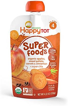 Happy Tot, Fruit Plus Veggie Mix, Sweet Potato, Carrot, Apple &amp; Cinnamon, 4.22 oz (120 g)