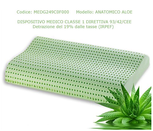 Paar von zwei Kissen Kopfkissen VENIXSOFT Memory-Schaum (Memory Foam) Wärmeempfindliches 70cm x 40cm x 10 / 12 cm anatomische zervikale- mehr Löcher für mehr Atmungsaktivität und Weichheit – Kissen mit Aloe Vera entzündungshemmende Eigenschaften – Made in Italy - 2