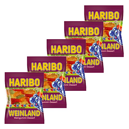 Haribo Weinland, 5er Pack, Gummibärchen, Weingummi, Fruchtgummi, Im Beutel, Tüte