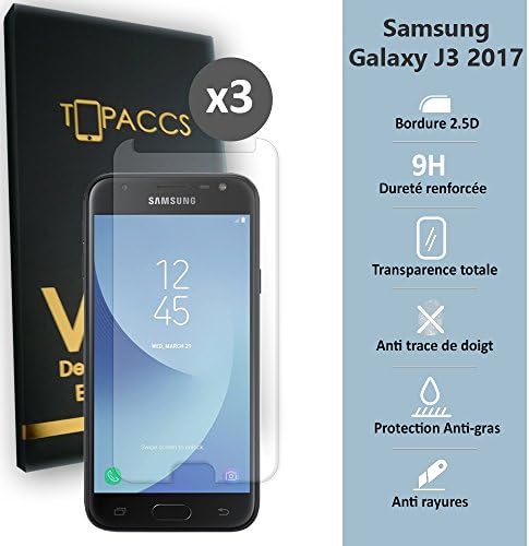 Samsung Galaxy J3 2017 – [Pack of 3] – Real Glass Screen Protector Tempered Glass Ultra Durable Screen Protector