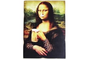 KUSTOM ART Calamita Magnete Stile Vintage La Gioconda Monna Lisa L. Da Vinci Birra Stampa su Legno 10x6 cm