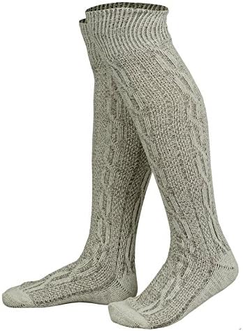 Mens Bavarian Oktoberfest / Causal Lederhosen Socks Pairs White &amp; Brown Mix