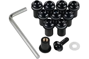 GXGM Kit Di Installazione Parabrezza Moto,10 Pezzi M5x16mm Viti Per Parabrezza Per Moto,Lega di Alluminio Bulloni Per Parabrezza Per Moto,Moto Parabrezza Bulloni Viti Kit Con Chiave Esagonale