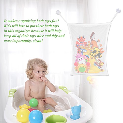 SATMON Baby Bad Spielzeug Organizer Badewanne Bad Spielzeug Mesh Aufbewahrungstasche Organizer Halter mit Saugnapf (Set von 2 Stück) - 2