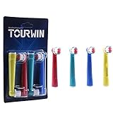 Tourwin EB-17A Universal Multicolor Replacement Electric Toothbrush Head For Braun Oral B [Pack of 4]