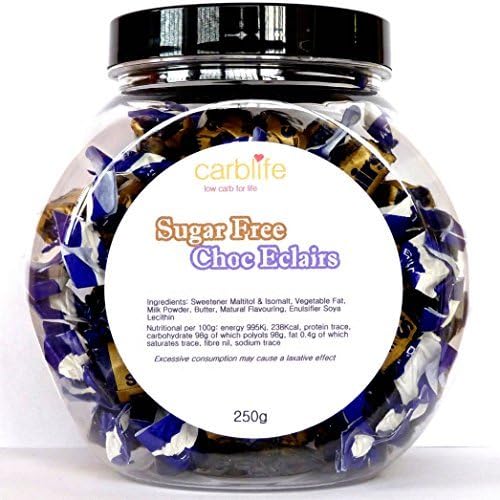 Jo-Lo (Carblife) Sugar Free & Low Net Carb Sweets - Chocolate Eclairs - 250g Jar