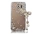 Produktbild Samsung Galaxy S6 Edge Plus / S6 Edge+ Hülle, Sense TE Strass [3D Handgefertigt] Diamant Serie Bling Schutz Handy Tasche Kristall Transparent Case klar Cover Hülle mit Retro Anti Staub Stecker - Herz Anhänger Blumen