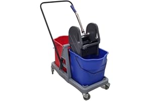 Euroservice - Carrello doppia vasca, due secchi con strizzatore 50 Lt