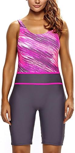 Akalili Women's Rosy Print Pattern Grey Conserved One Piece Swimsuit Plus Size Swimming Suit Costume