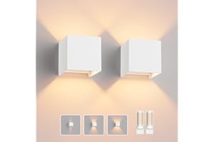 Klighten 2 PCS Aplique pared LED Con G9 LED Bombillas Reemplazables, Blanco Cálido 3000K Lampara de pared Interior/Exterior IP54 Ángulo ajustable Lámpara Pared Blanco