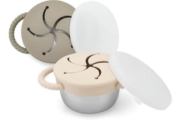 PandaEar 2-pack snackmuggar i rostfritt stål, beige salviagrön
