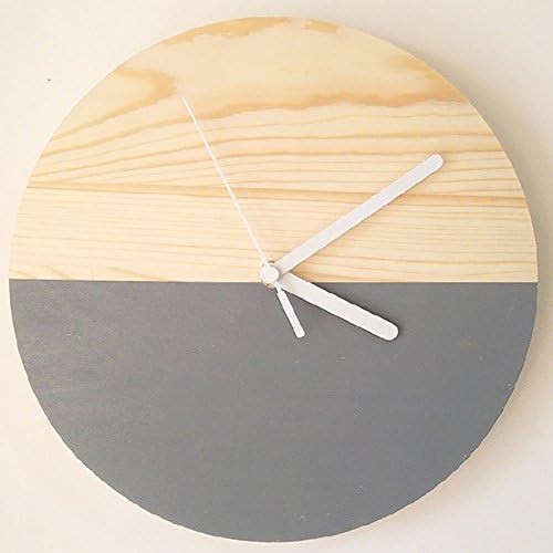 DFHHG ® Nordic wood clock,   Simple wooden wall clock, Bedroom quiet quartz clock, Living room decoration Multicolor Color clock 25x25cm Fashion mute ( Color : Gray )