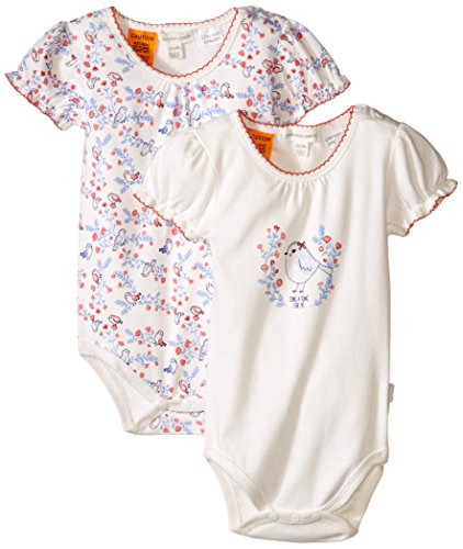 Pumpkin Patch Baby-Girls 2 Pack Floral Bodysuit, Off-White (Vanilla), 0-3 Months