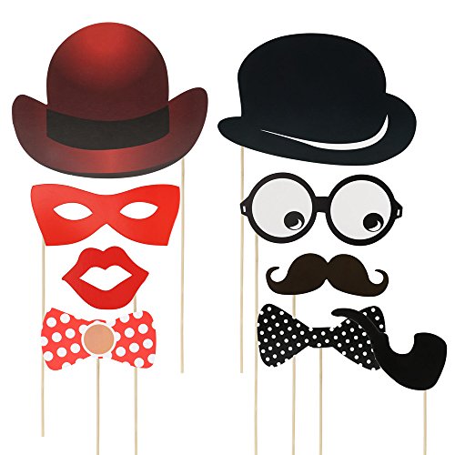RYMALL 90PCS Neuer Stil Tlg Photo Booth Geburtstags Hochzeits Partei Funny Verkleidung [Schnurrbart Lippen Brille Krawatte Hüten] Dekoration Fotorequisiten Set - 3