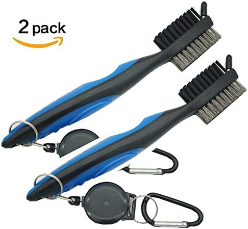 Uncle Paul Golf Club Brush - Club Groove Cleaner Lightweight Brush with 2 Ft Retractable Zip-line Aluminum Carabiner
