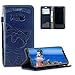 Produktbild HMTECH Galaxy A6 Plus 2018 Hülle Nettes reizendes Lächeln Cat Prägung Flip Bookstyle Wallet Tasche Brieftasche Standfunktion Karten Slot Etui Case für Galaxy A6 Plus 2018,Dark Blue Smile Cat