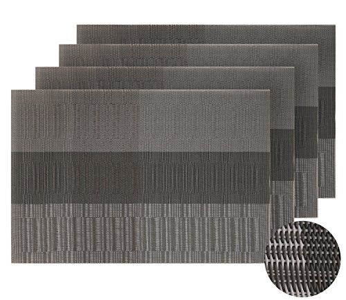 Deconovo Tischsets Waschbar Platzdeckchen Abwaschbar Platzmatten Abwaschbar 30x45 cm Grau 4er set