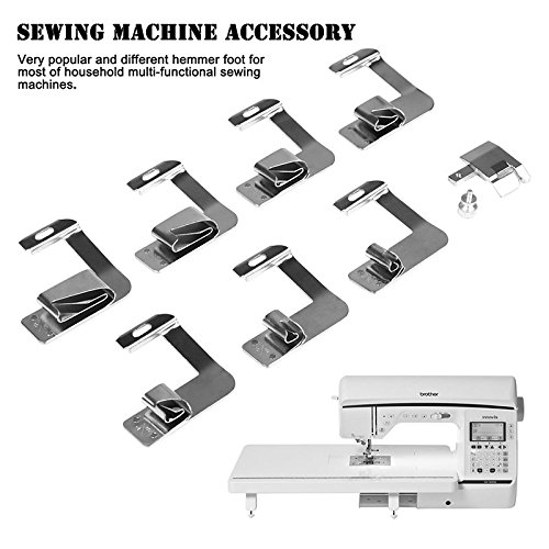 ONEVER Zink Legierung gerollt Hemmer Presser Fuß für Bruder Sänger Necchi Elana Janome Nähmaschine, 8pcs in 1 Satz - 2