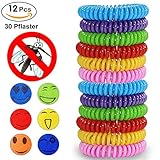 12 Piezas: Ofreceremos 10 pulseras en 6 colores & 30 Pegatinas Antimosquitos para darle más opciones, la pulsera con una bolsa resellable para alargar la vida de la pulsera.