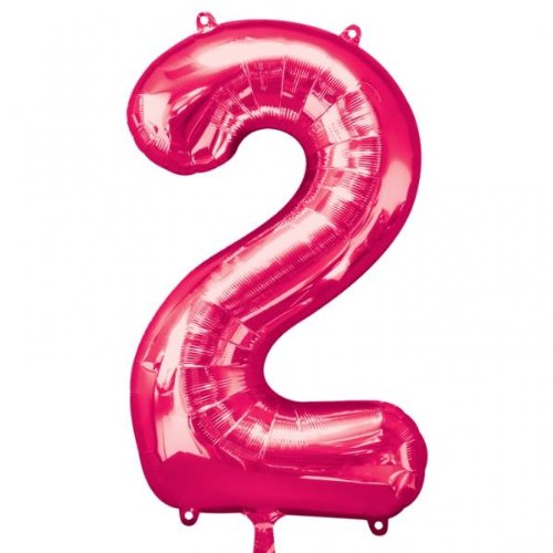 Zahl 2 Pink Foil Balloon 20x35" (50x88cm) im Lieferumfang enthalten