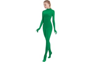 SUPRNOWA Damen Turtleneck Full Body Unitard Rollkragen-Einteiler mit Reißverschluss hinten