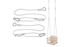 MAMOI® Corde de Balançoire 50 kg Rallonge et Mousqueton Métallique | Naturelle 100% ECO | Fabriqué en UE