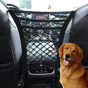 pidien Car Mesh Organizer 3-Layer, Dog Net for Car Between Seats Back Seat Net Organizer, Pet Barrier Backseat Mesh Net for Cars