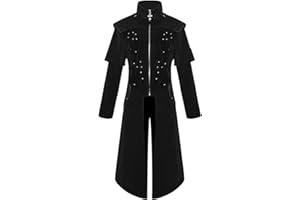 SANGDUT Men's Retro Renaissance Gothic Steampunk Tailcoat Jacket, Medieval Victorian Embroidered Velvet Tuxedo Uniform, Vintage Adult Halloween Pirate Cosplay Costumes Outfits