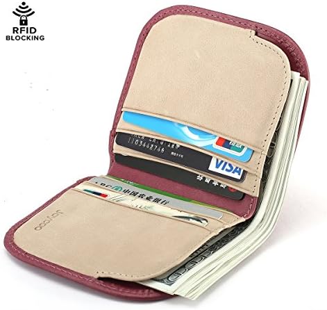 Joycoo Women Pocket Wallet RFID Blocking Safe Shopping Traveling Card Holder Genuine Leather Folding Wallet