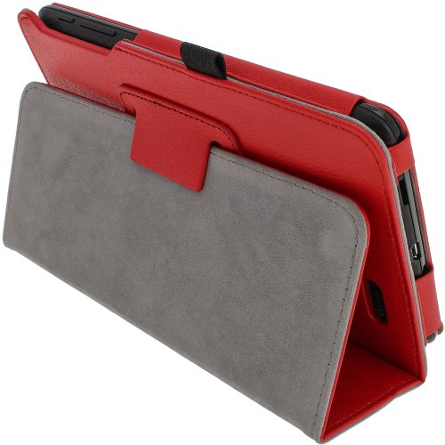 igadgitz Rot PU Ledertasche Hülle Folie Cover für Asus MeMO Pad ME172V 7″ Tablet mit Multi Winkelbetrachtung Stand + Stylus Schift Halter + Displayschutzfolie - 3