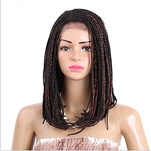 16 Inch Bobo Wig with Synthetic Baby Hair Braided Front Lace Wigs for Black Women