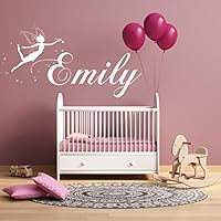 Wandtattoo Wandschnörkel® Wandaufkleber personalisiert Wunschnamen mit Fee Zauberfee, Tinkerbell und Sterne Jungen. Mädchen Kinderzimmer