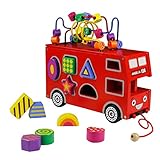 Holzspielzeug Roter Doppeldecker-Spielzeugbus...