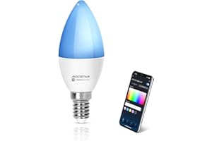 Aigostar Alexa Glühbirne E14 SL2 Smart Lampe 6.5W WLAN Lampe LED RGBCW 2700-6500K Dimmbare, Mit Musik synchronisieren, App Steuern Kompatibel mit Alexa/Google Home, Kein Hub notwendig, 1 Stück