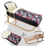SUPER-KOMBI-SPARANGEBOT ** Holzschlitten + Winterfußsack (108cm) **