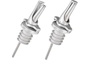 Poura Versatore rapido per alcolici – Versatore per vino con ClickSeal in gomma naturale senza BPA – Adatto alla maggior parte delle bottiglie – Argento 2 pezzi