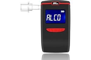 iBACheck Alcootest Portable, Test d'alcool avec écran LCD numérique, 4 unités de Mesure, Test d'alcool Peut s'adapter à 2 Embouts différents. Faible Puissance et 350 Derniers Tests
