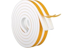 JITIFAZH Foam Seal Tape 12mm(W) x 10mm(T), High Density Adhesive Foam Weather Strip Seal for Window and Door, 2 Rolls Total 4M, White