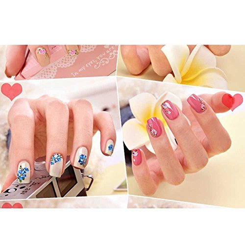 Anself 30 Blatt Nagel Kunst Sticker 3D verschidenen Farben Blumenmuster Nail Art Sticker AufkleberAbziehbilder Manicure Schöne Mode Accessoires Dekoration schwarz + weiß+Bunte - 4