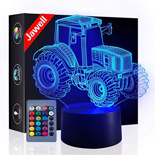 Tractor Lámpara de ilusión 3D para el día de la madre, luz de noche junto a la lámpara de mesa, Jawell 7 colores, interruptor táctil de 16 colores