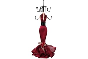 PONGNAS Stojak na biżuterię, stojak na biżuterię, 4 sztuki, zawieszka, pierścionek, buty, sukienka, stojak na biżuterię, model (bordowy mały model)