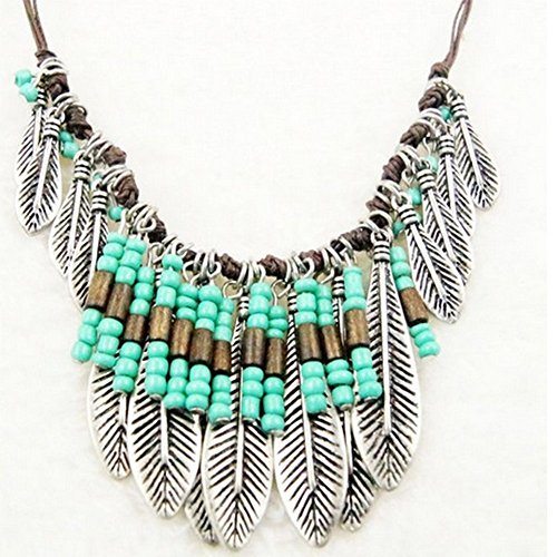 Hosaire 1 Stück Halskette Vintage schmuck Kreativ türkis Quaste Anhänger Necklace Kette - 7