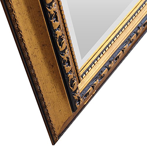 Wandspiegel mit Facettenschliff und Verzierungen 140x60cm – Gold / Flurspiegel Barspiegel Frisierspiegel Spiegel - 3
