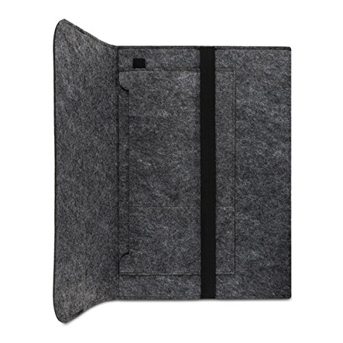 kwmobile Laptoptasche Filz Sleeve für Lenovo G50-70 – Notebook Tasche Schutzhülle Laptop Case Hülle in Dunkelgrau mit Innentaschen - 3