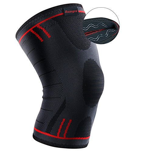 Preisvergleich Produktbild Kuangmi Knie Sleeve Unterstutzung Kompression Klammer Anti Slip Schmerzlinderung fur Sport Arthritis Patella Gelenkverletzung Recovery 1 stuck,Advanced Blue L