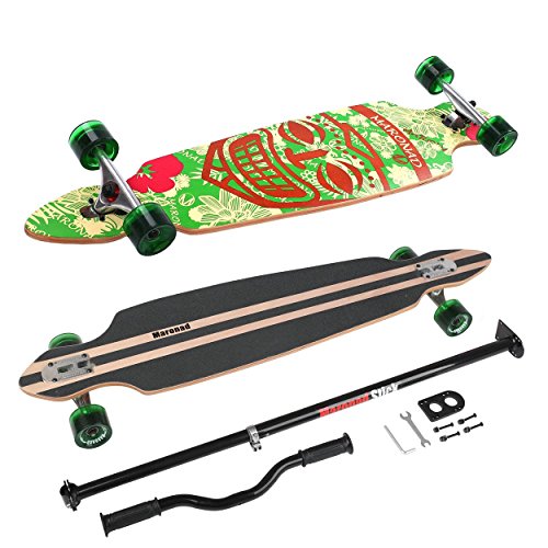 Longboard Skateboard MARONAD drop through Race Cruiser ABEC-11 Skateboard 104x24 cm Streetsurfer patinar FUN, Modell Cruiser - Aruba + MARONAD STICK