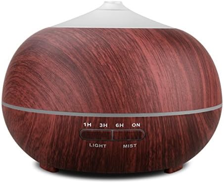 TONERONE 400ml Aromatherapy Essential Oil Diffuser - Portable Ultrasonic Diffuser Cool Mist Air Humidifier-Timer Setting,Color Changing LED Lights,Auto Shut-off for Yoga Spa Office Home-Black Wood Grain