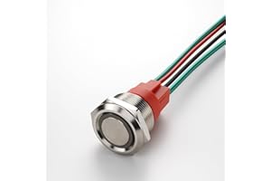 Guuzi Interruttore a Pulsante Momentaneo Corto da 15 Amp 220V Impermeabile per uso Marino a 4 pin 22mm SPST con LED Blu con Filo